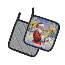 Load image into Gallery viewer, English Bulldog with Santa Claus Pair of Pot Holders