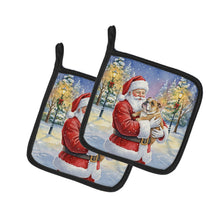 Load image into Gallery viewer, English Bulldog with Santa Claus Pair of Pot Holders