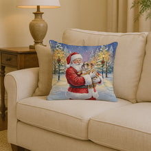 Load image into Gallery viewer, English Bulldog with Santa Claus Throw Pillow