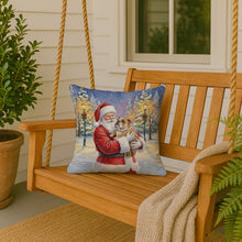 Load image into Gallery viewer, English Bulldog with Santa Claus Throw Pillow