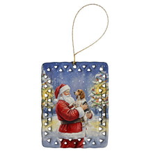 Load image into Gallery viewer, English Setter with Santa Claus Porcelain Ornament