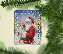 Load image into Gallery viewer, French Bulldog with Santa Claus Porcelain Ornament