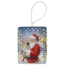 Load image into Gallery viewer, French Bulldog with Santa Claus Porcelain Ornament