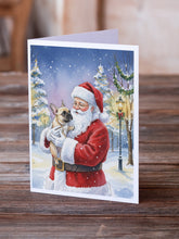 Load image into Gallery viewer, French Bulldog with Santa Claus Greeting Cards Pack of 8