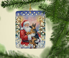Load image into Gallery viewer, German Shepherd with Santa Claus Porcelain Ornament