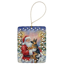 Load image into Gallery viewer, German Shepherd with Santa Claus Porcelain Ornament