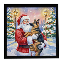 Load image into Gallery viewer, German Shepherd with Santa Claus Framed Metal Print