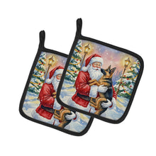 Load image into Gallery viewer, German Shepherd with Santa Claus Pair of Pot Holders