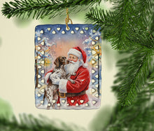 Load image into Gallery viewer, German Shorthaired Pointer with Santa Claus Porcelain Ornament