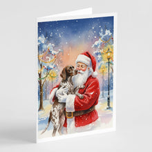 Load image into Gallery viewer, German Shorthaired Pointer with Santa Claus Greeting Cards Pack of 8