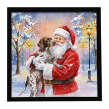 Load image into Gallery viewer, German Shorthaired Pointer with Santa Claus Framed Metal Print