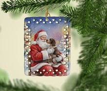 Load image into Gallery viewer, German Wirehaired Pointer with Santa Claus Porcelain Ornament