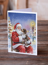 Load image into Gallery viewer, German Wirehaired Pointer with Santa Claus Greeting Cards Pack of 8