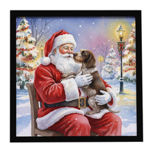 Load image into Gallery viewer, German Wirehaired Pointer with Santa Claus Framed Metal Print