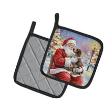 Load image into Gallery viewer, German Wirehaired Pointer with Santa Claus Pair of Pot Holders