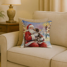 Load image into Gallery viewer, German Wirehaired Pointer with Santa Claus Throw Pillow
