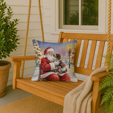 Load image into Gallery viewer, German Wirehaired Pointer with Santa Claus Throw Pillow