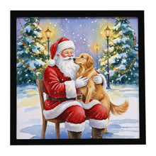 Load image into Gallery viewer, Golden Retriever with Santa Claus Framed Metal Print