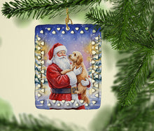 Load image into Gallery viewer, Goldendoodle with Santa Claus Porcelain Ornament