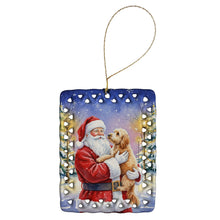 Load image into Gallery viewer, Goldendoodle with Santa Claus Porcelain Ornament