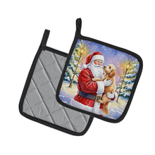 Load image into Gallery viewer, Goldendoodle with Santa Claus Pair of Pot Holders