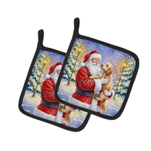 Load image into Gallery viewer, Goldendoodle with Santa Claus Pair of Pot Holders