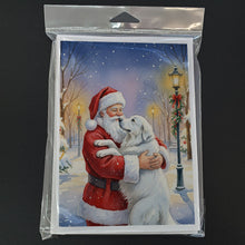 Load image into Gallery viewer, Great Pyrenees with Santa Claus Greeting Cards Pack of 8
