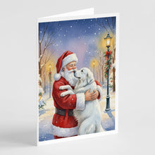 Load image into Gallery viewer, Great Pyrenees with Santa Claus Greeting Cards Pack of 8