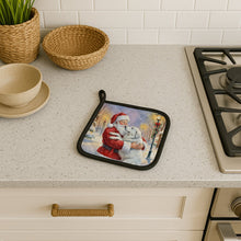 Load image into Gallery viewer, Great Pyrenees with Santa Claus Pair of Pot Holders
