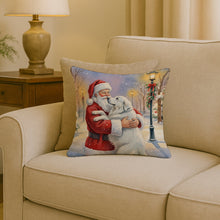Load image into Gallery viewer, Great Pyrenees with Santa Claus Throw Pillow