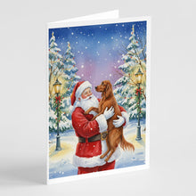 Load image into Gallery viewer, Irish Setter with Santa Claus Greeting Cards Pack of 8