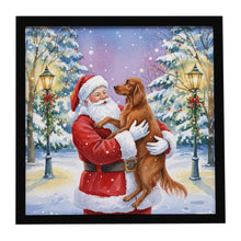 Load image into Gallery viewer, Irish Setter with Santa Claus Framed Metal Print