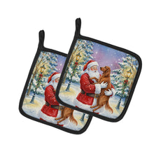 Load image into Gallery viewer, Irish Setter with Santa Claus Pair of Pot Holders
