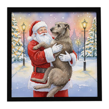 Load image into Gallery viewer, Irish Wolfhound with Santa Claus Framed Metal Print