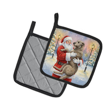 Load image into Gallery viewer, Irish Wolfhound with Santa Claus Pair of Pot Holders