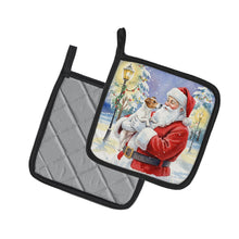 Load image into Gallery viewer, Jack Russell Terrier with Santa Claus Pair of Pot Holders