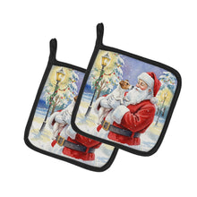 Load image into Gallery viewer, Jack Russell Terrier with Santa Claus Pair of Pot Holders