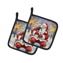 Load image into Gallery viewer, Japanese Chin with Santa Claus Pair of Pot Holders