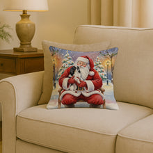 Load image into Gallery viewer, Japanese Chin with Santa Claus Throw Pillow