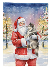 Load image into Gallery viewer, Keeshond with Santa Claus House Flag