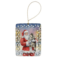 Load image into Gallery viewer, Keeshond with Santa Claus Porcelain Ornament