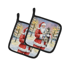 Load image into Gallery viewer, Keeshond with Santa Claus Pair of Pot Holders