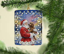 Load image into Gallery viewer, Chocolate Labradoodle with Santa Claus Porcelain Ornament