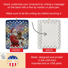 Load image into Gallery viewer, Chocolate Labradoodle with Santa Claus Porcelain Ornament