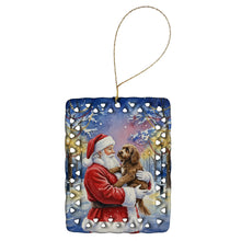 Load image into Gallery viewer, Chocolate Labradoodle with Santa Claus Porcelain Ornament
