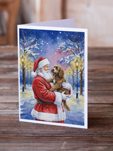 Load image into Gallery viewer, Chocolate Labradoodle with Santa Claus Greeting Cards Pack of 8