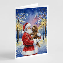 Load image into Gallery viewer, Chocolate Labradoodle with Santa Claus Greeting Cards Pack of 8