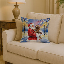 Load image into Gallery viewer, Chocolate Labradoodle with Santa Claus Throw Pillow