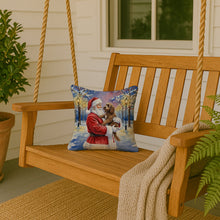Load image into Gallery viewer, Chocolate Labradoodle with Santa Claus Throw Pillow