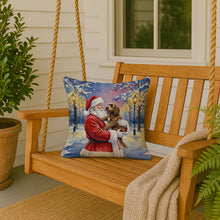 Load image into Gallery viewer, Chocolate Labradoodle with Santa Claus Throw Pillow